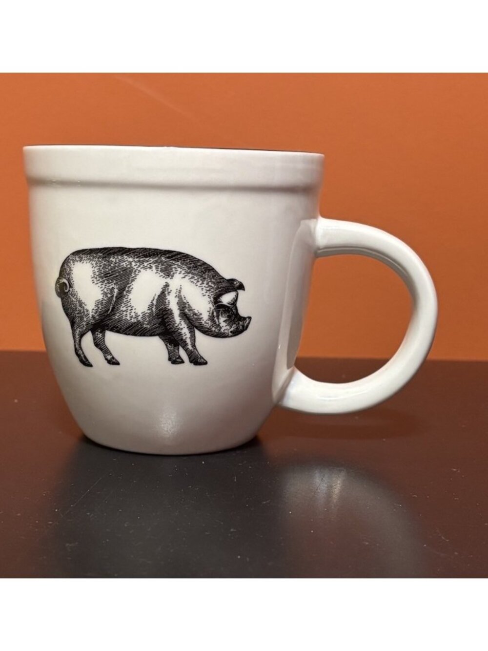 Harry & David Stoneware White Pig Mug W/ Black Trim Large Farmhouse Style